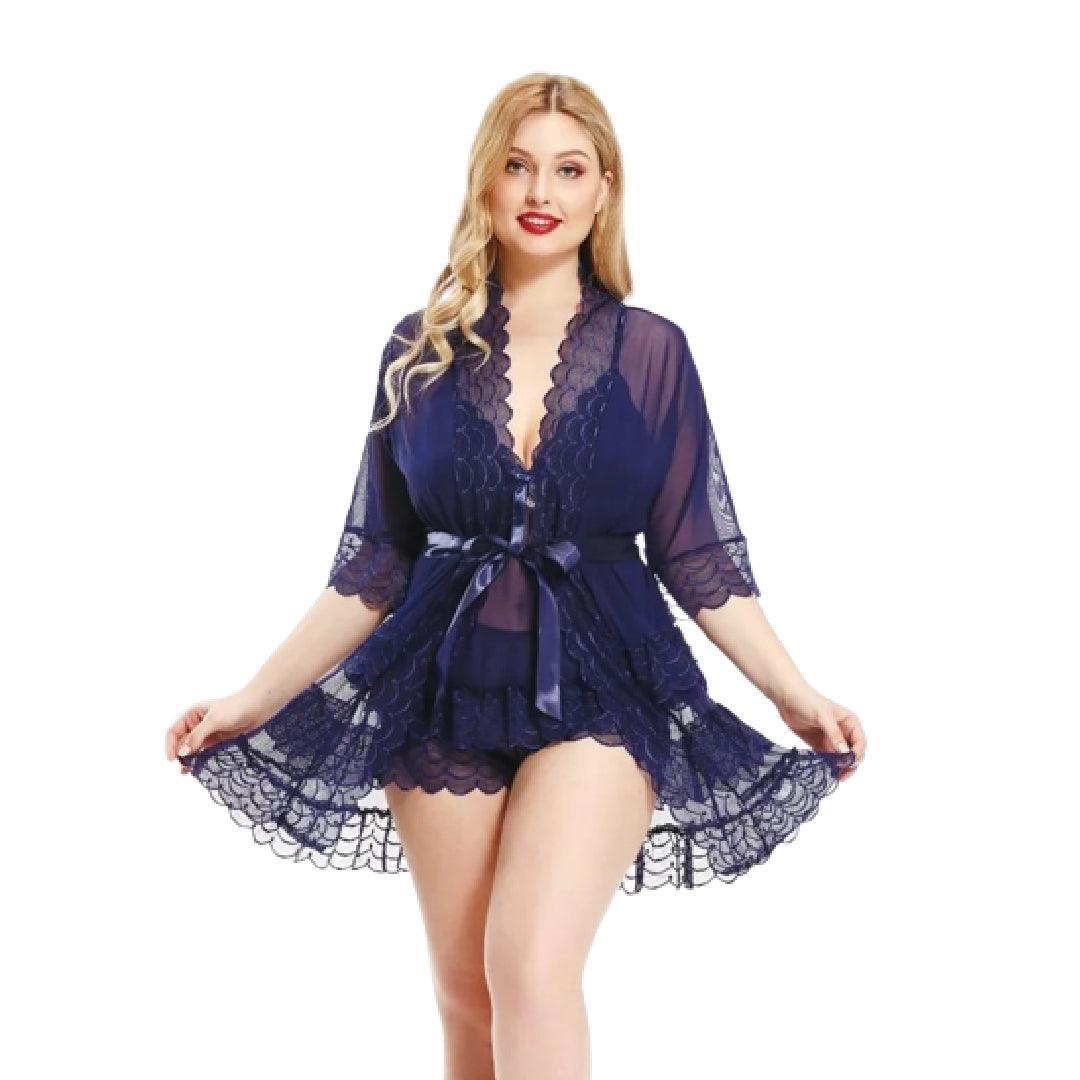Plus Size Sexy Nighty Summer Nighties For Ladies Short Nighty 3Pc Babydoll Transparent Net Gown