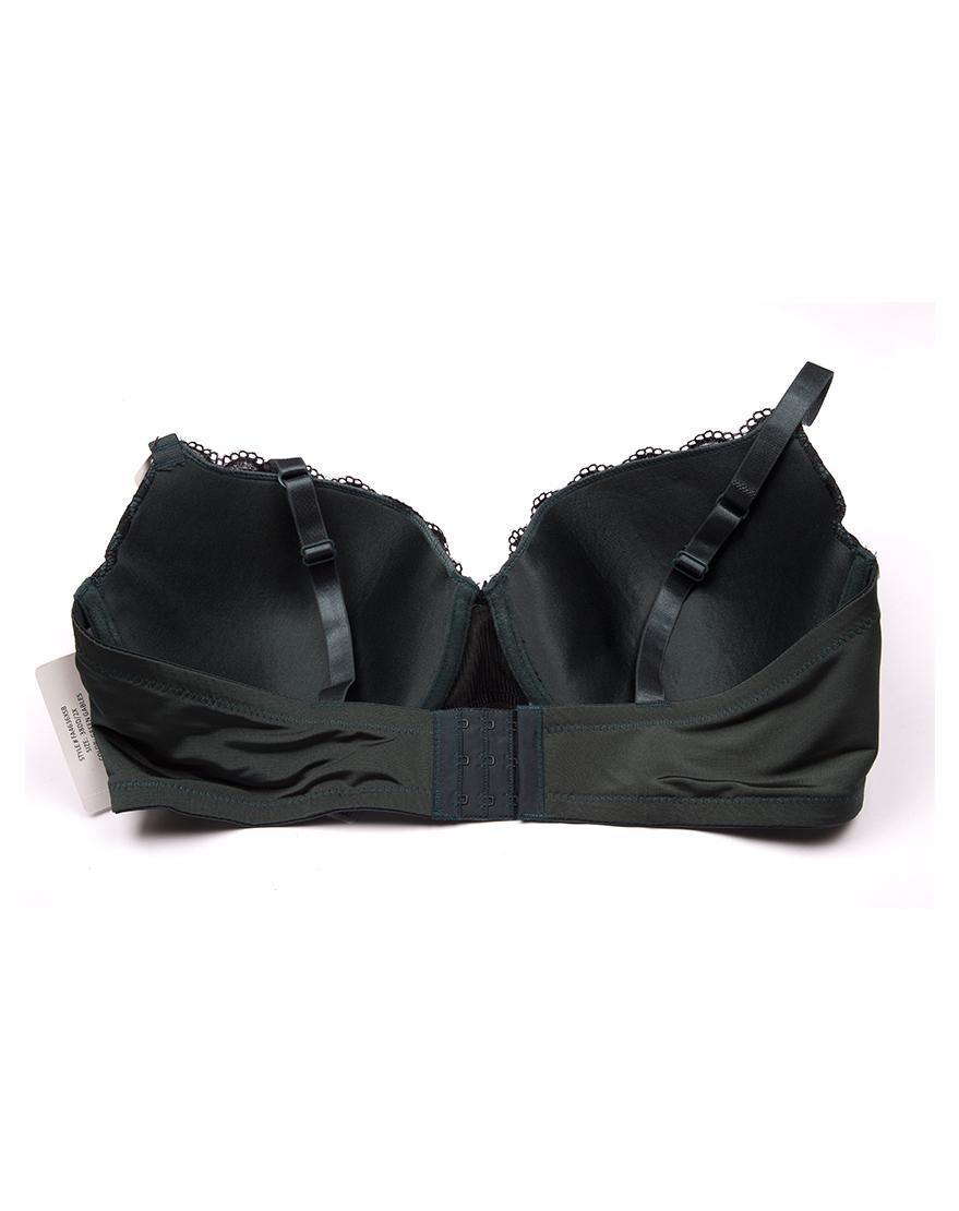 Plus Size Shiny Microfiber & Lace Molded Cup Bra Set