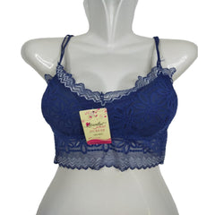 Seamless Lace Bra, Full cup Bras, Breathable Non Underwired Bra Fancy Lace Net Padded Bra