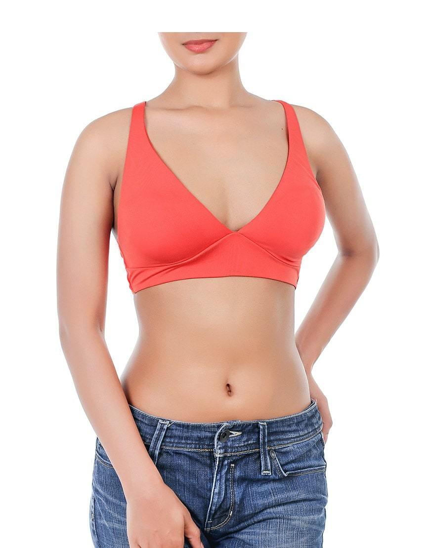 Sexy Bralette for Women Padded Underwired Bra Triangle Bralette Orange Bralette