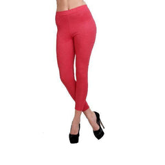 Shimmer Stretchy Ankle Length Leggings-Candy Red