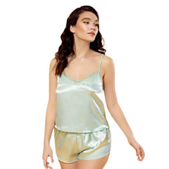 Shorts Set for Ladies Women Sexy Nightwear Babydoll Lace Silk Camisole With Shorts
