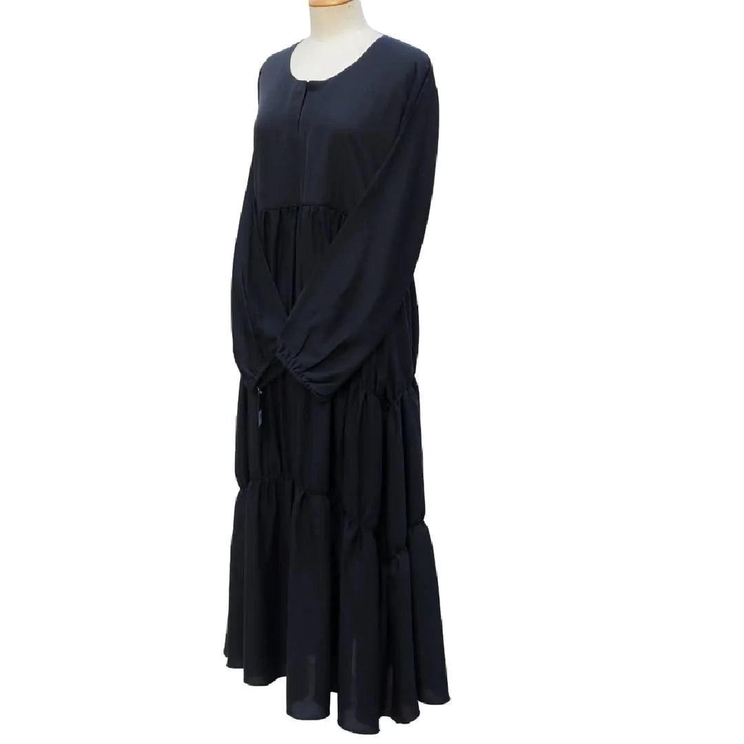 Silk Abaya Black Maxi Smoke Bottom Abaya for Women Best Abaya for Girls (Midum Size)