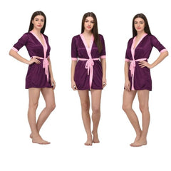 Silk Nightwear for Women Short Nightgown with Panty Set Silk Short Taping Night Robe