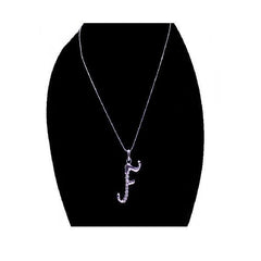 Silver Stainless Steel – F – Letter Stone Pendant