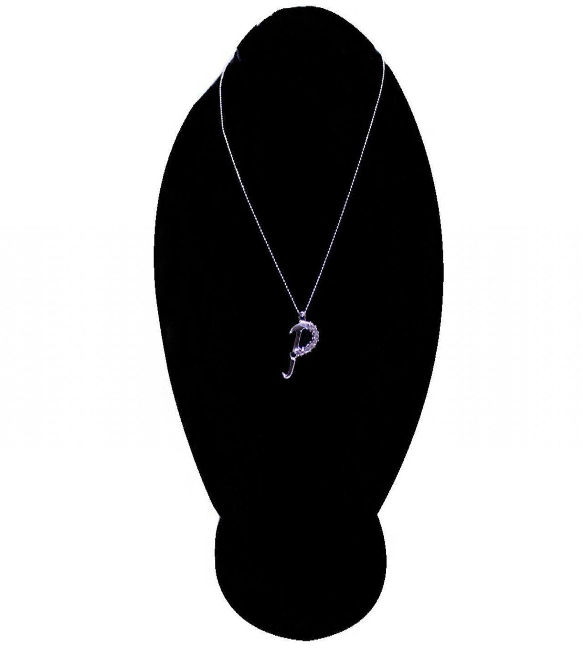 Silver Stainless Steel- P -Letter Stone Pendant