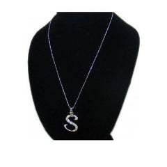 Silver Stainless Steel-S-Letter Stone Pendant For Unisex