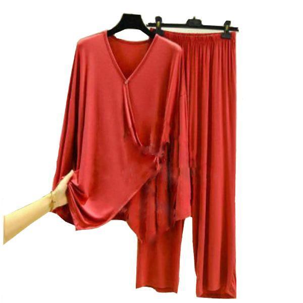 Sleepwear for Women Casual V-neck Loose Pajamas Set Ladies Cotton Loungewear