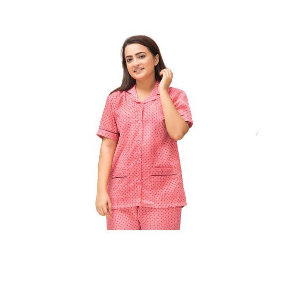 Sleepwear for Women Polka Dots Printed Nightdress Cotton Pajama Set Plus Size Nightdress for Ladies