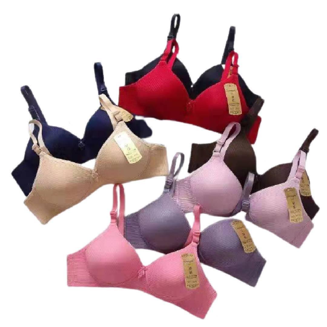 Soft Padded Push-Up Bra with Adjustable Straps Multi Lines Solid Padded Bra For Women