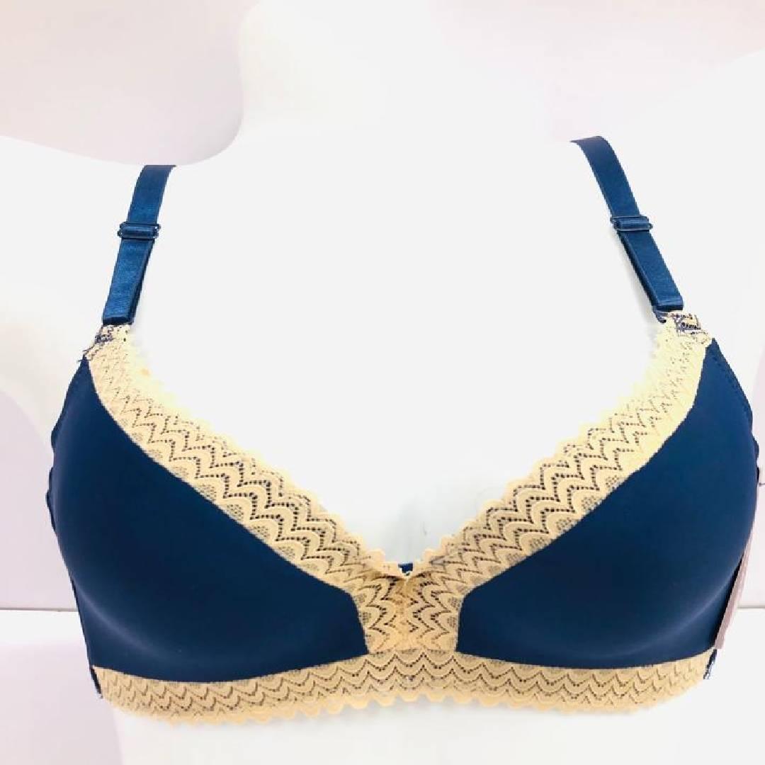 Solid Color Full Coverage Under Wired Bra with Lace Sexy Deep Neck Bra For Women