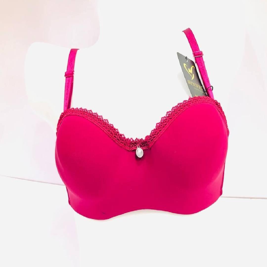 Solid Colors Padded Bra with Lace Soft Padded Push-Up Bra with Adjustable Straps For Women