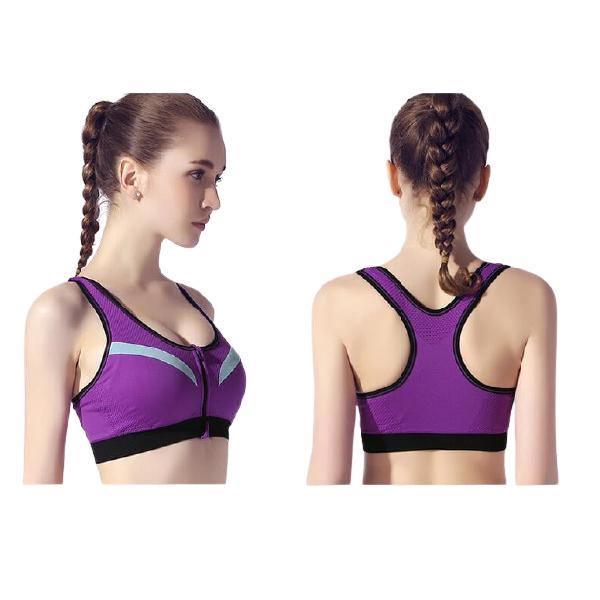 Sports Bra Non Padded Wirefree Double Layer Front Open Push Up Bra