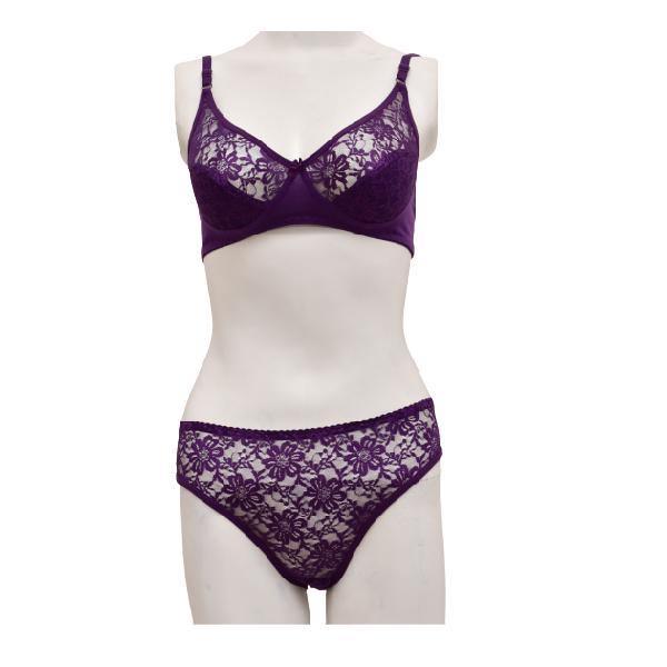Stretchable Cotton and Net Bra Panty Set