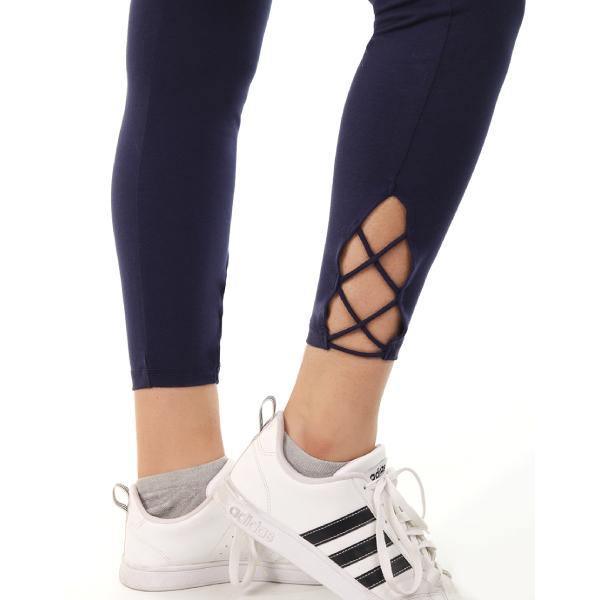 Stretchable Cotton Tights With Crisscross Design