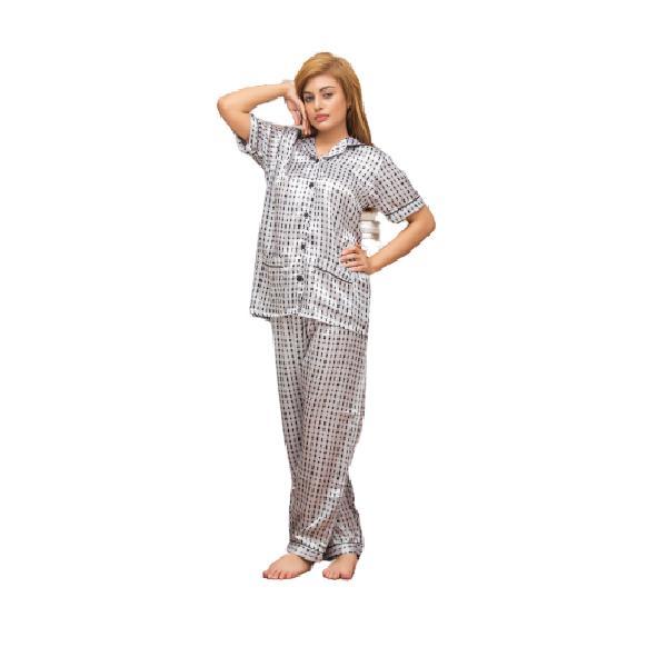 Stylish Silver Color Nightdress For Girls | Ladies Front Open Loungewear | Comfortable & Easywear for women