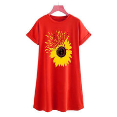 Stylish Sunflower Print Long T-Shirt For Women