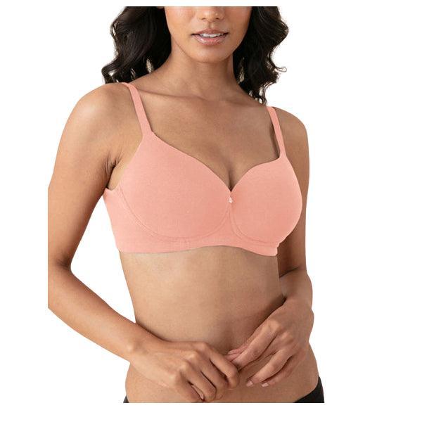 T-shirt Padded Wireless Bra With Broad Smooth Wings | Cotton Everday Bra- Pink