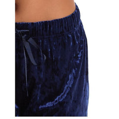 TAHARI Crushed Velvet Wide Leg Pajama Pants-Blue