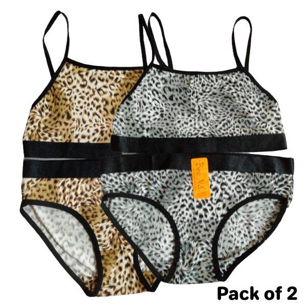 Tiger Print Bra and Panty Set For Women Pack Of 2 Fancy Bra Set