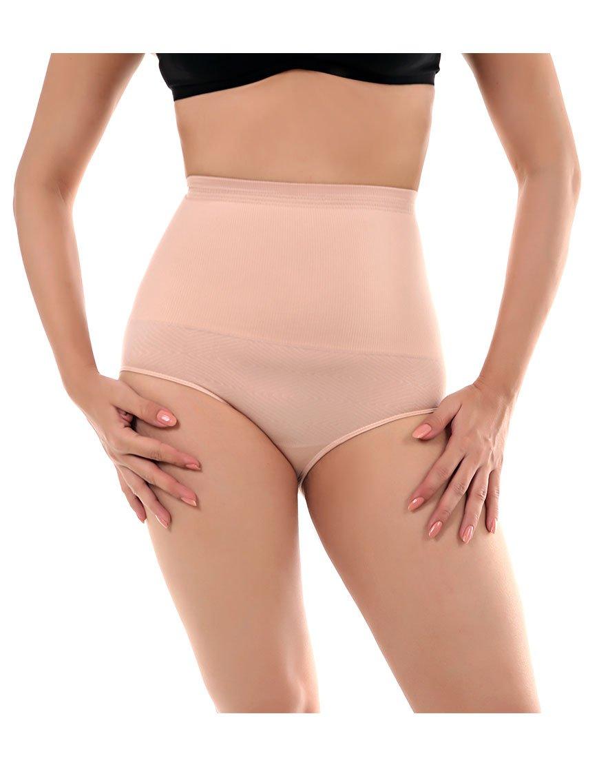 Tummy Control High-Waist Panty Cotton Infused Seamless Medium Compression Shaping Brief