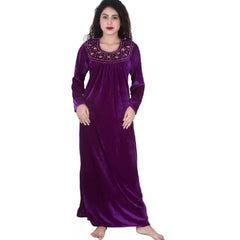 Warm Winter Nightgown Luxury Nightwear Women's Velvet Purple Nighty