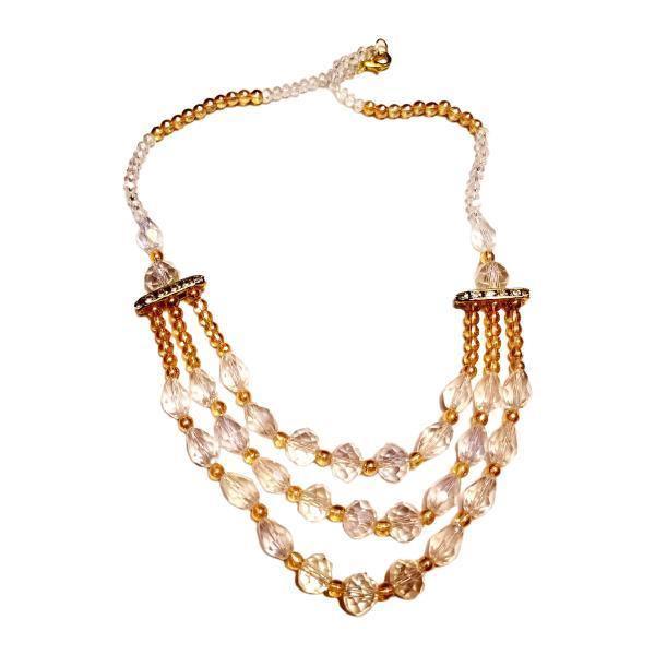 White and Gold Pearl Beads Royal Necklace