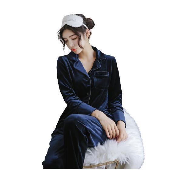 Winter Velvet Long Sleeved Shirt Pajama Set Homewear Pure Color Button Sleepwear For Women