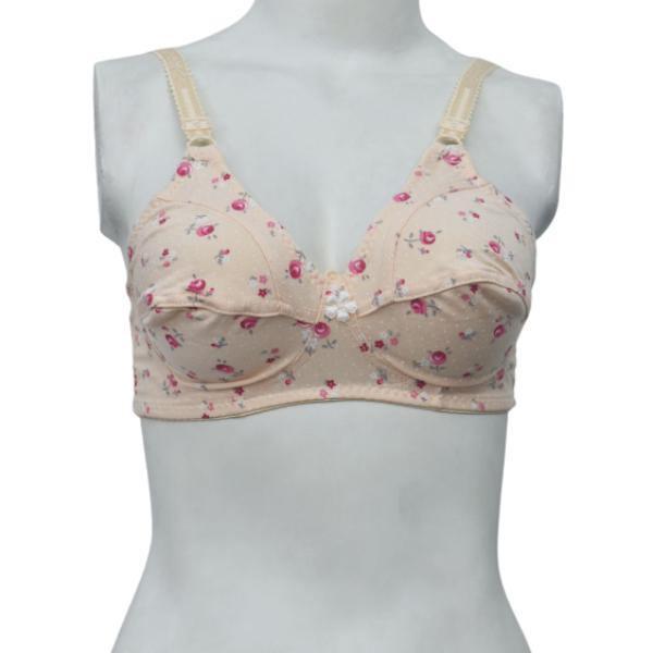 Wirefree Non Padded Bra Printed Fabric Woven Bra For Women Plus Size Bra