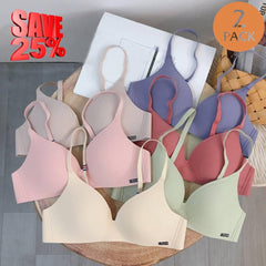 Wireless Push Up Bra Pack of 2 Ultra Thin Cup Seamless Pushup Non-wired Strap Comfortable Bra