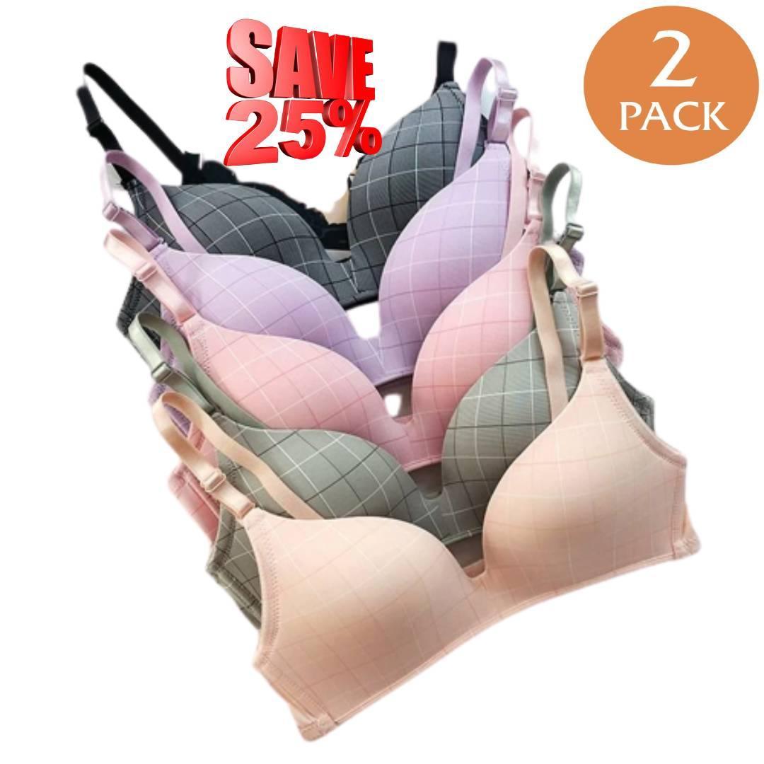 Wireless Push Up Bra Thin Cup Seamless Pushup Non-wired Strap Comfortable Bra Pack of 2
