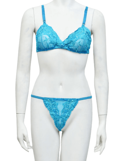 Women Bra Non Padded Net Bra See Through Embroidered Bra Panty Set