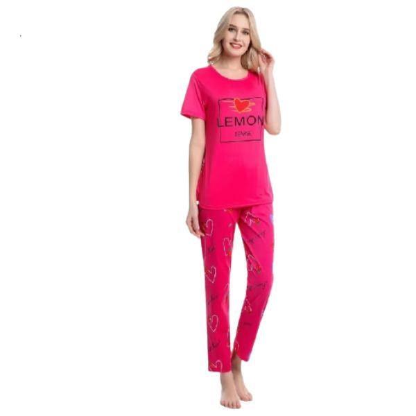 Women Night Suit | 2pc T-shirts With Printed Trouser | Winter Night Suit | Girls Cotton Sleepwear
