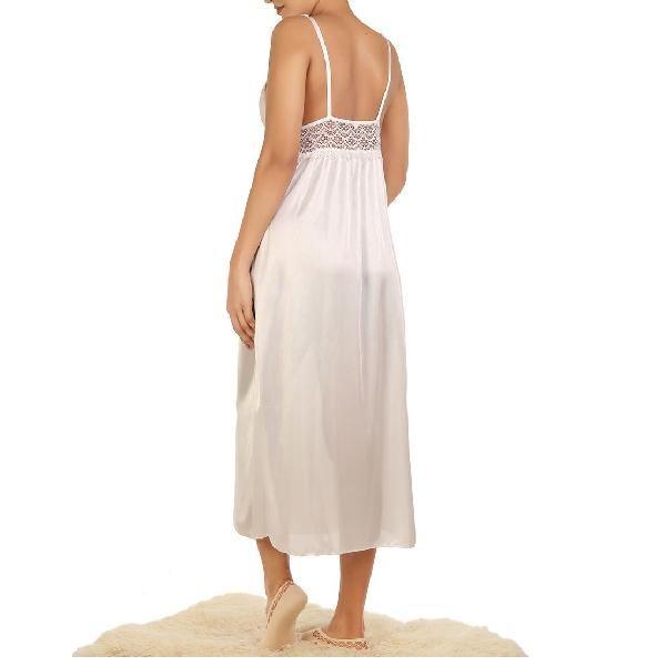Women Nightwear Full Length Three Piece Nighty and Full Sleeves Gown Womens White Nighty
