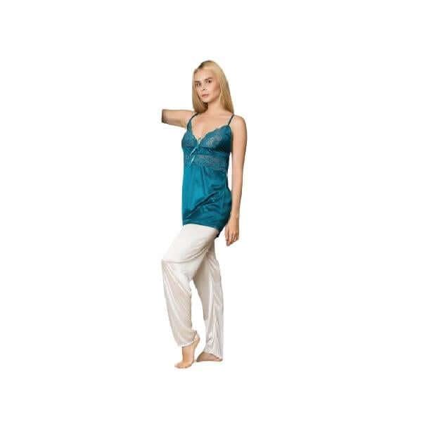 Women Pajama Set 2 Pc Silk Night Pajama Cami Shirt Set