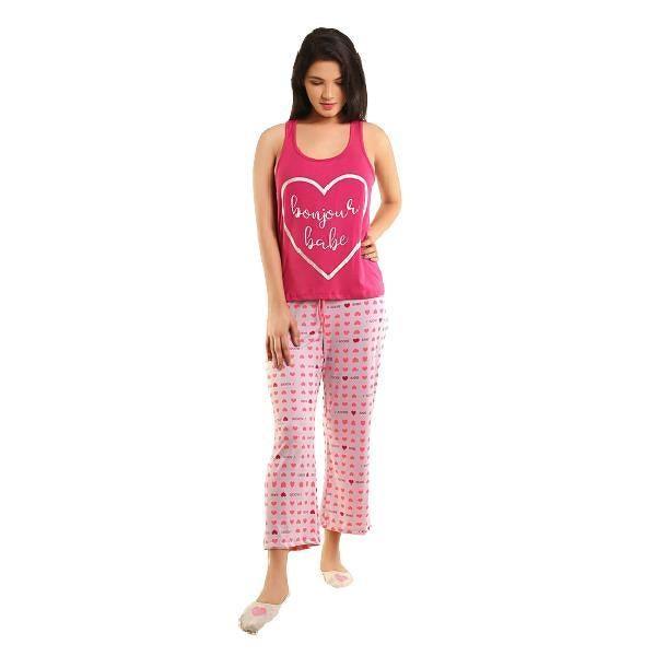Women Sleeveless Tank Top Capri Pajama Set Girls Summer Sleeveless Tank Top & Capri Pant Set